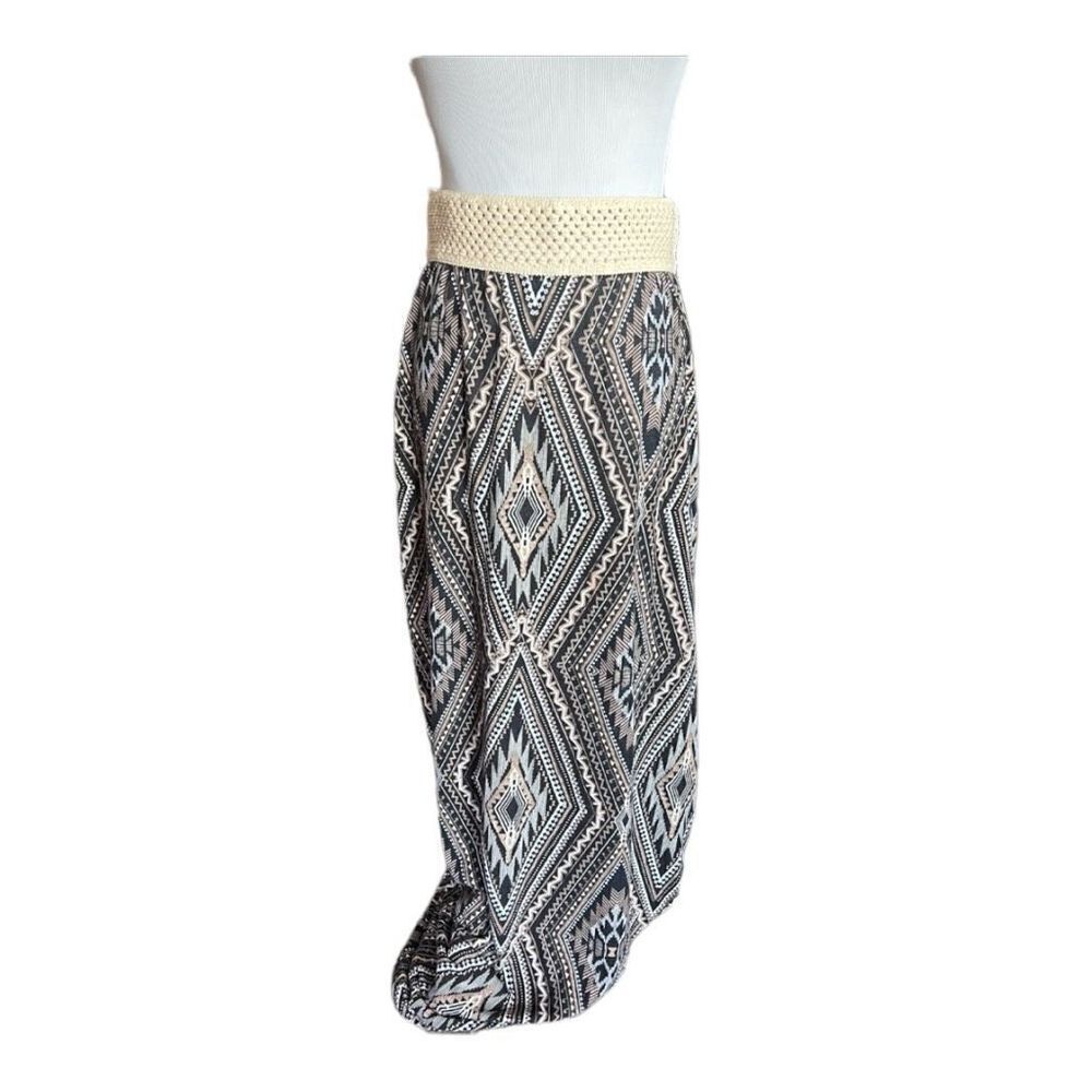 Womens B&B Boutique Boho Aztec Tribal Eyelet Waistline Maxi Skirt - Sz M